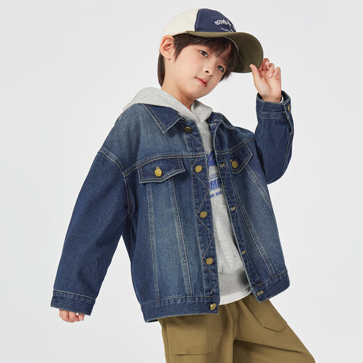 Duojia placket rhombus boys' denim spring children's workwear casual jackets for middle-aged and older children handsome and stylish jackets