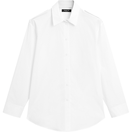 Massimo Dutti Autumn and Winter New Products 2025 Women's Clothing Classic and versatile basic high-intelligence pure cotton long-sleeved shirt 05137887 White S (170/88A)
