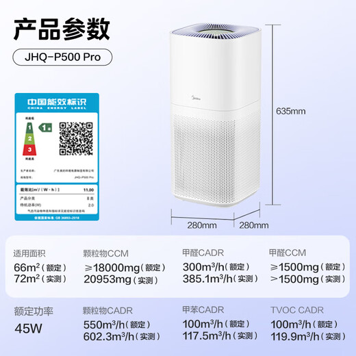 Midea Maternal and Infant Certification Forest Home Air Purifier Household formaldehyde removal, sterilization, odor removal, allergen removal, pet cat hair-absorbing air sterilizer, new maternal and infant grade P500 Pro