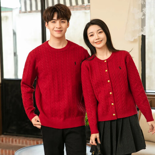 BUBBLE ORANGE Year of the Horse family portrait red parent-child clothing autumn and winter new Korean knitted cardigan family sweater mother and daughter clothing for three or four men single sweater/women single cardigan 170 Mom size M (recommended weight 100-115 Jin Jin is equal to 0.5 kg)