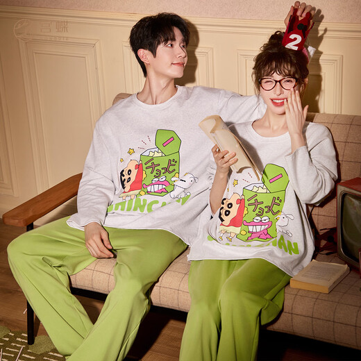 Gong Die Light and Soft Crayon Shin-chan Couple Pajamas Women's Spring and Autumn Long Sleeve Unisex Home Clothing Set