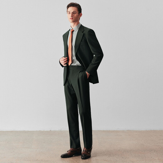 By Creations Light Business Purple Wool Suit Men's High-end Professional Formal Wear Groom's Dress Wedding Suit Dark Green 48