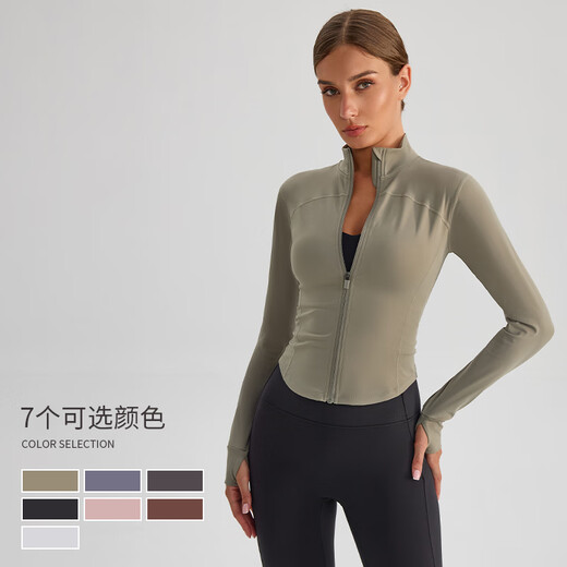 IBODY jacket women's Pilates yoga outdoor training autumn and winter 2025 new tight-fitting long-sleeved sports fitness short top Silent Blue M