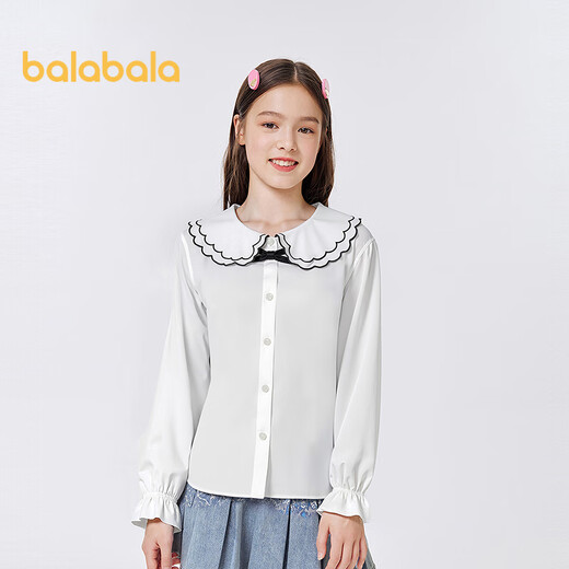 Balabala Girls' Shirt Children's Long Sleeve 2025 Autumn Clothing College Cool Feel Antibacterial Soft Easy Care 208325102001