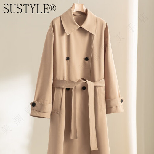 SUSTYLE international high-end brand women's jacket women's spring and autumn new casual long versatile slim elegant women's windbreaker khaki high-end gift box S high-end gift box