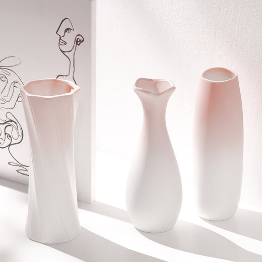 Mudingding ceramic art vase pink gradient cream style modern decorative flower ornaments flower vessel birthday gift
