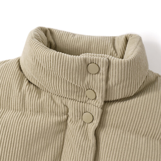 ELLE KIDS children's clothing 90% white duck down down jacket for girls winter new corduroy striped texture jacket light khaki 160 (S)