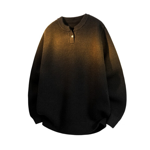 Kuraishi Kazuki American pineapple check Henry collar sweater men's autumn and winter loose casual warm trendy versatile base layer beige L