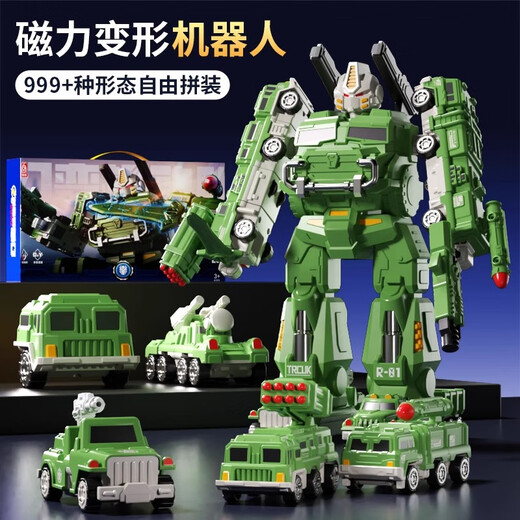 Mengduofu children's ever-changing magnetic robot toy 3-6 years old deformation toy car boy educational birthday gift