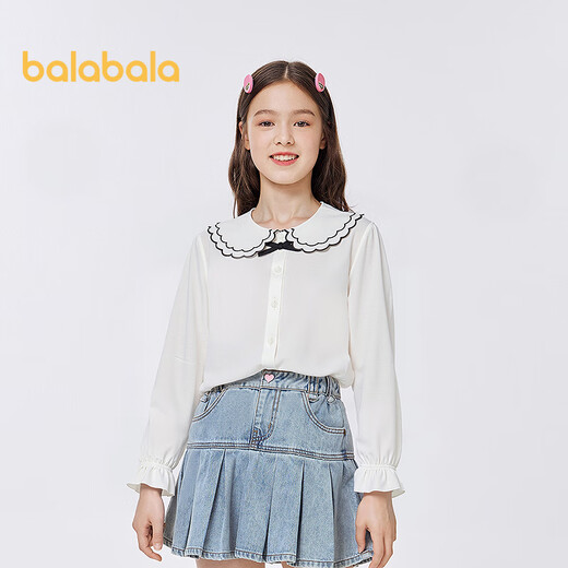 Balabala Girls' Shirt Children's Long Sleeve 2025 Autumn Clothing College Cool Feel Antibacterial Soft Easy Care 208325102001