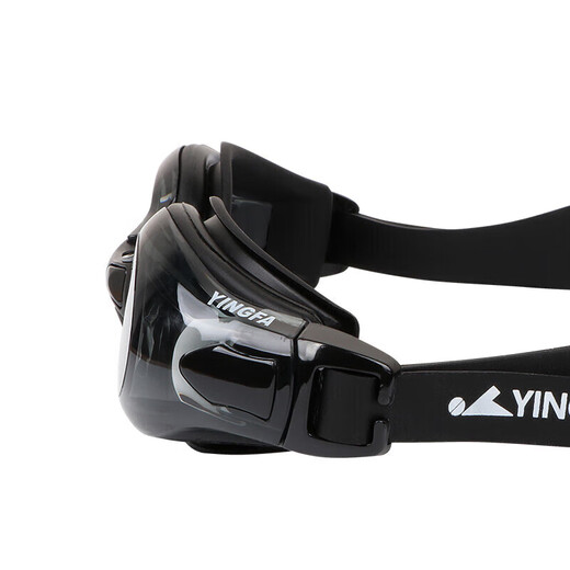 YINGFA swimming goggles HD anti-fog waterproof comfortable training flat large frame eye protection men and women swimming goggles black classic middle frame-pure black
