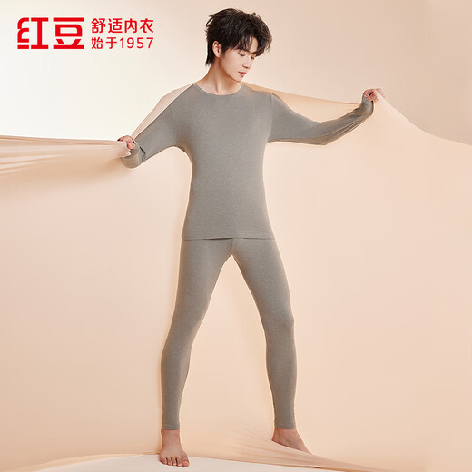 红豆（Hodo）内衣男7A抑菌防螨含山茶花精油润肤莫代尔丝滑薄暖圆领秋衣秋裤