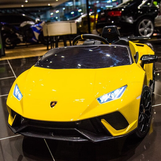 Cool Sun Lambo yellow children's remote control car can sit on baby electric car children's car can drive four-wheel drive
