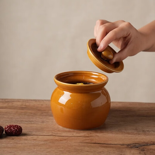 Earthen pot stew pot with water-proof red bird soup, steamed egg stew pot with lid, Chinese style Shaxian snack ceramic stew pot, green stew pot, one pack 500ml