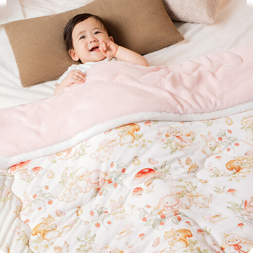 Moir Rabbit Baby Quilt Maternal and Infant Class A Children's Autumn and Winter Wool Throw Blanket Kindergarten Baby Thickened Nap Blanket Constant Temperature Quilt Whale Falling into the Cloud Medium Thick Applicable Temperature 10-25 Wool Constant Temperature 100*120cm丨10A Antibacterial丨Double Temperature Control