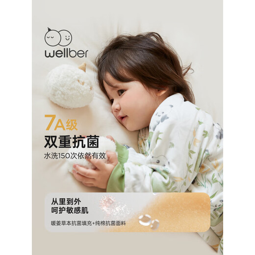 WELLBER Baby Sleeping Bag Autumn and Winter Baby Constant Temperature New Cotton Split-Leg Children's Anti-Kick Quilt Spring and Autumn Thick Panda Paradise (Double Layer - Not Quilted) 20-25 M Height 80-95cm