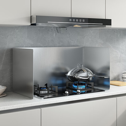 Meikejie kitchen stainless steel oil baffle for cooking, splash-proof range hood, heat insulation, oil-proof oil-proof baffle, gas stove, high temperature resistance, height 30*depth 30, single piece cannot stand