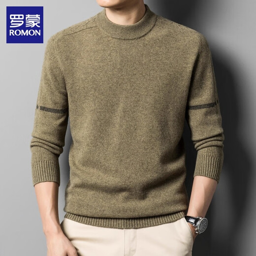 罗蒙100%绵羊毛羊毛衫男士毛衣秋冬季新款高端休闲圆领打底针织衫男