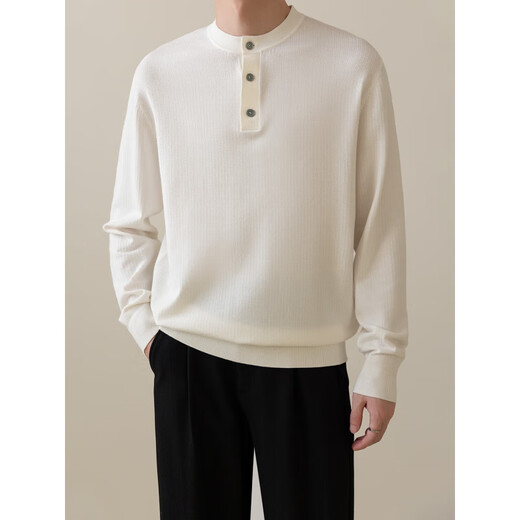 Jiangong Autumn and Winter Men's New Style 2025 Henry Collar Simple Sweater Men's Casual Commuting Sweater Half-cardecked Long Sleeve Inside Black M