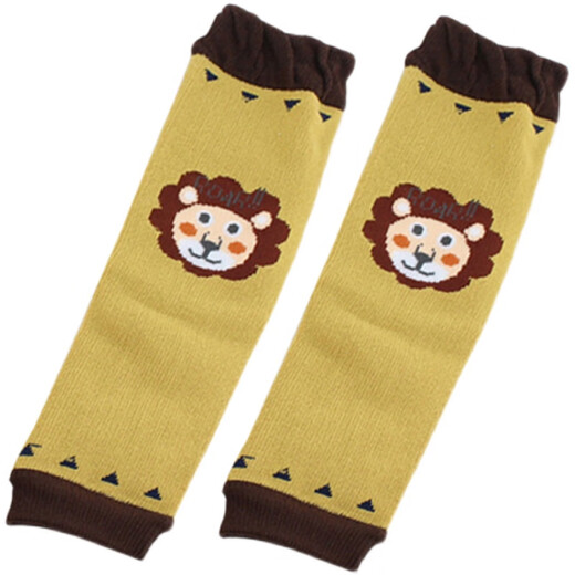 Baby leggings socks autumn and winter thickened terry cotton newborn baby long socks crawling anti-dirty knee protection thickening winter yellow lion + green pony one size fits all 0-3 years old (length 28cm)
