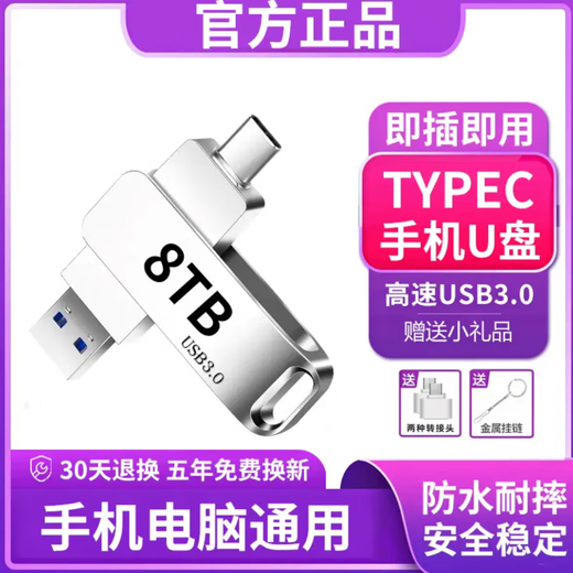 U-Disk High Speed ​​8T große Kapazität Dual-Interface Typ-C Metall mobile Festplatte Mobiltelefon und Computer Dual-Purpose-Speicher 2000G 512 GB universell für Mobiltelefone und Computer
