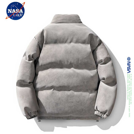 NASALIKE Official American Matte PU Leather Stand Collar Cotton Jacket Men's Winter High-Quality Handsome Cotton Clothes Loose Warm Casual Jacket Gray XL (Recommended 130-150Jin Jin equals 0.5kg)