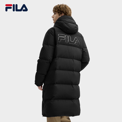 FILA Official RGB Down Men's and Women's Long Down Jacket 2025 Winter Couple's Hooded Cold Warm Jacket