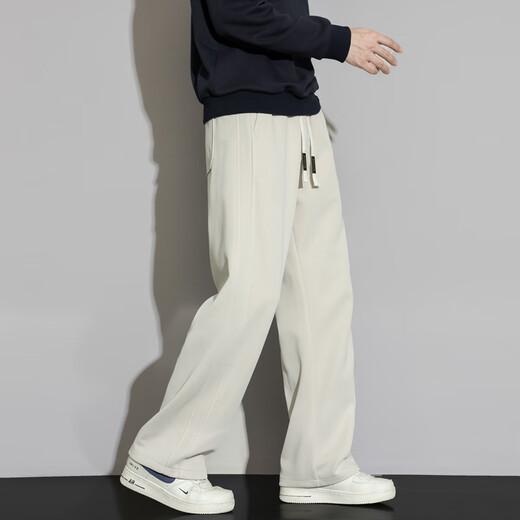 MONPOC scimitar casual pants men's spring and autumn Hong Kong style trendy loose sportswear straight pants MOX23 Khaki XL