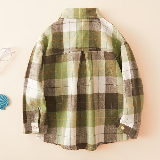 October Mommy (octmami) October Mommy fashion plaid lapel shirt soft and comfortable fabric breathable green 120