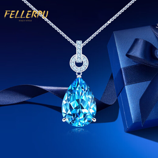 Felop Necklace Women's Topaz Silver Gemstone Pendant Brilliant Anniversary Birthday Birthday Valentine's Day Gift for Girlfriend and Wife 3 Carat Topaz Pendant