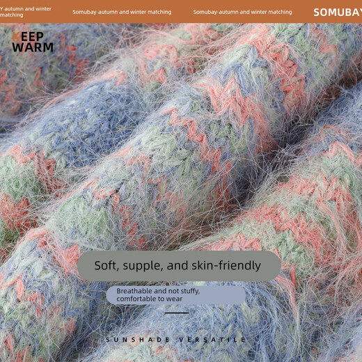 SOMUBAY (SOMUBAY) knitted women's winter warm ear protection, large head circumference, small face, 2025 new plush hat, autumn and winter cold hat, blue, one size