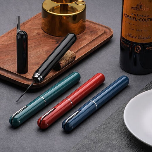 Pen-shaped air pressure manual wine bottle opener, household outdoor needle-type wine bottle opener, convenient stainless steel bottle opener, pen-shaped manual air pressure bottle opener (random color)