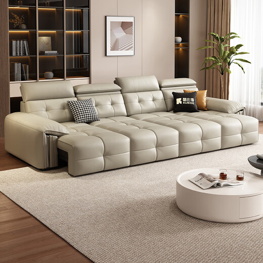 Coolbid electric sofa bed Italian minimalist three-person small apartment multi-functional retractable leather sofa living room upgraded version three-person 3.1 meters. Three functions