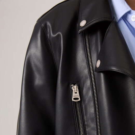 Levi s25 spring new men's imitation leather motorcycle jacket 002XL black S