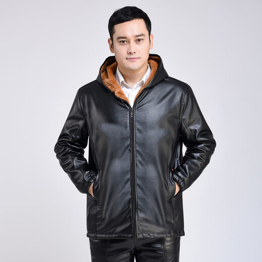 淇丝蔓皮衣皮裤加绒套装加厚冬季外卖代驾宽松骑行防油防水外套工作服 加绒皮衣+护腰护膝套装 加厚 3XL 建议135-165斤