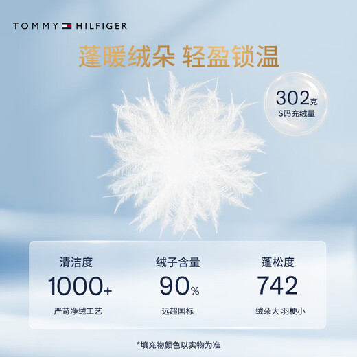 Tommy Hilfiger Water-Repellent Autumn and Winter Women's Travel Quilted 90-Fleece Long Hooded Warm Down Jacket