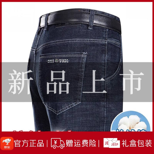 JEEP SPIRIT吉普高端夏季牛仔裤男薄款高腰宽松直筒裤子中年男士爸爸休闲长裤 B3889款 中兰  薄 款 29 【腰围2尺2】