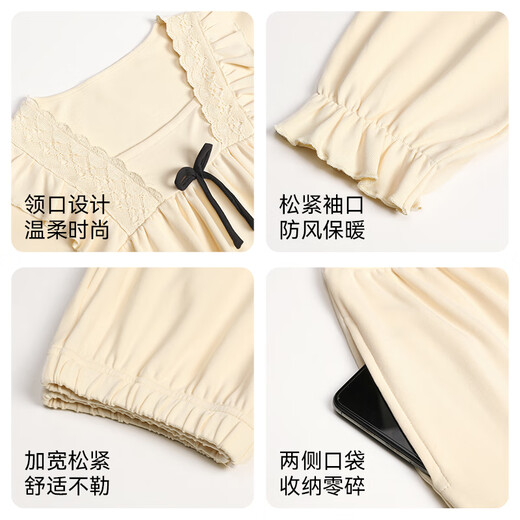 Yiduo couple pajamas women's autumn and winter with chest pad pure cotton long sleeves can be worn outside simple casual men's home wear set