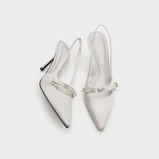 CHARLES&KEITH缎面蝴蝶结尖头高跟凉鞋女生日礼物新年礼物送女友CK1-60361556 Light Grey浅灰色 37