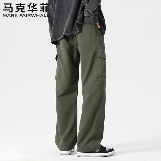 Mark Huafei casual pants men's spring and autumn outdoor windproof and waterproof overalls American fashion brand straight trousers black L