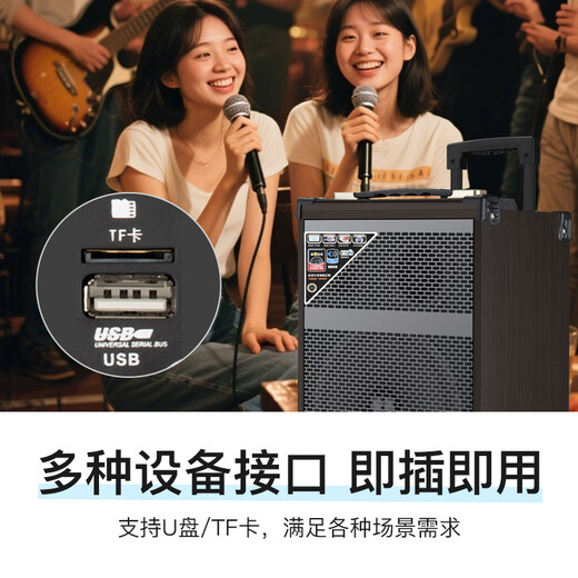 LeTV Square Dance Speaker 15-inch Subwoofer Mobile Outdoor Karaoke Trolley Speaker Wireless Microphone Stall Speaker Electric Acoustic Guitar Folk Instrument Speaker High Power 8-inch Subwoofer Single Wireless Microphone