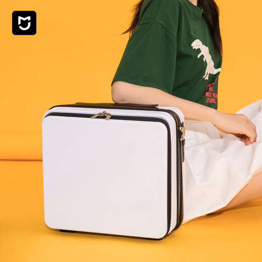 小米有品前置开口行李箱小型迷你多功能电脑包16寸手提化妆箱轻便携收纳包 墨绿色 16寸