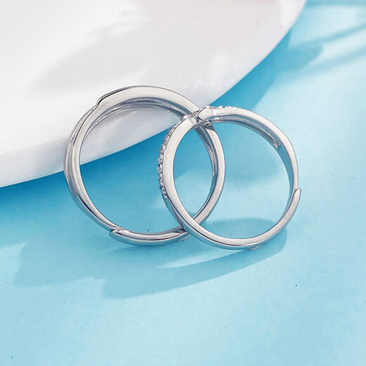 Lao Fengxiang platinum ring pt950 geometric imitation diamond couple ring proposal and birthday gift for boyfriend and girlfriend platinum jewelry platinum about 8.27g one pair