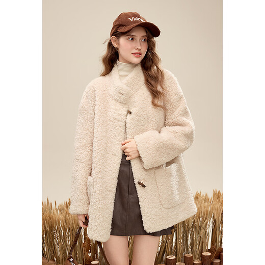 Betu women's 2025 new winter short coat trendy environmentally friendly imitation fur particle coat for women 2511T31 apricot L (apricot pre-sale shipped on 11/24)
