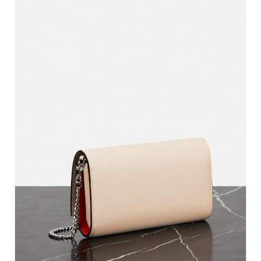 Luboting Light Luxury Women's Logo Leather Chain Wallet Beige One Size