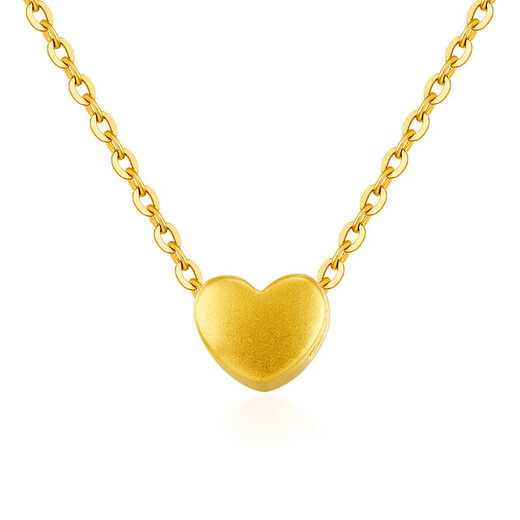 Pure gold 999 love pendant heart-shaped necklace women's clavicle chain Chinese Valentine's Day birthday gift pure gold small love glossy pendant + titanium chain