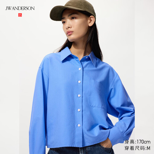 Uniqlo women's clothing/unisex Oxford box shirt/shirt collaboration 25 autumn and winter new style 479974 479974/64 lake blue M