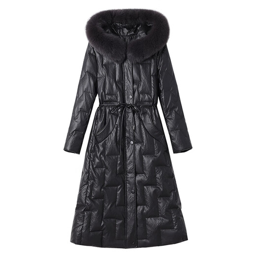 MDUG light luxury brand Haining fur genuine leather clothing for women over the knee long 2025 winter new style leather clothing waisted sheepskin off-white real fox fur collar L weight 100_110Jin Jin equals 0.5 kg MDUG light luxury brand Haining fur genuine leather clothing for women over the knee long 2025 winter new style leather clothing waisted sheepskin off-white real fox fur collar L weight 100_110Jin Jin equals 0.5 kg