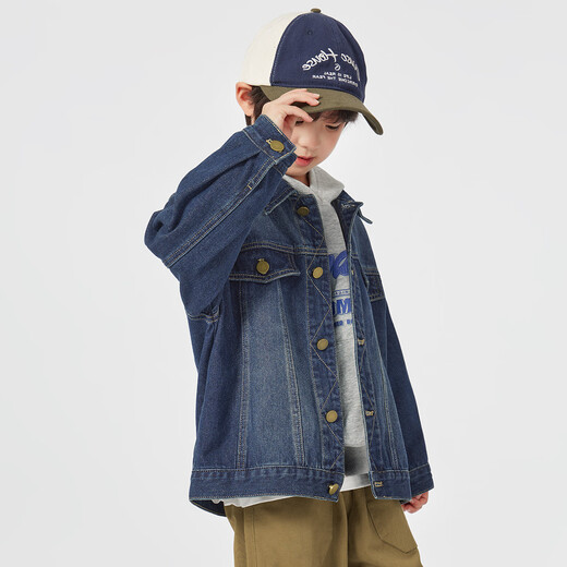 Duojia placket rhombus boys' denim spring children's workwear casual jackets for middle-aged and older children handsome and stylish jackets