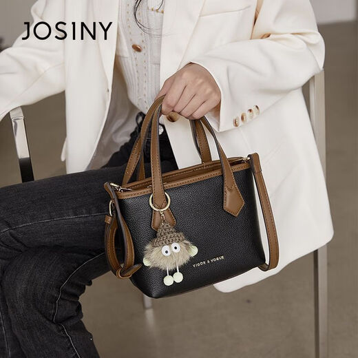 JOSINY high-end light luxury popular bucket bag new versatile fashion shoulder crossbody bag handheld small bag women's bag black